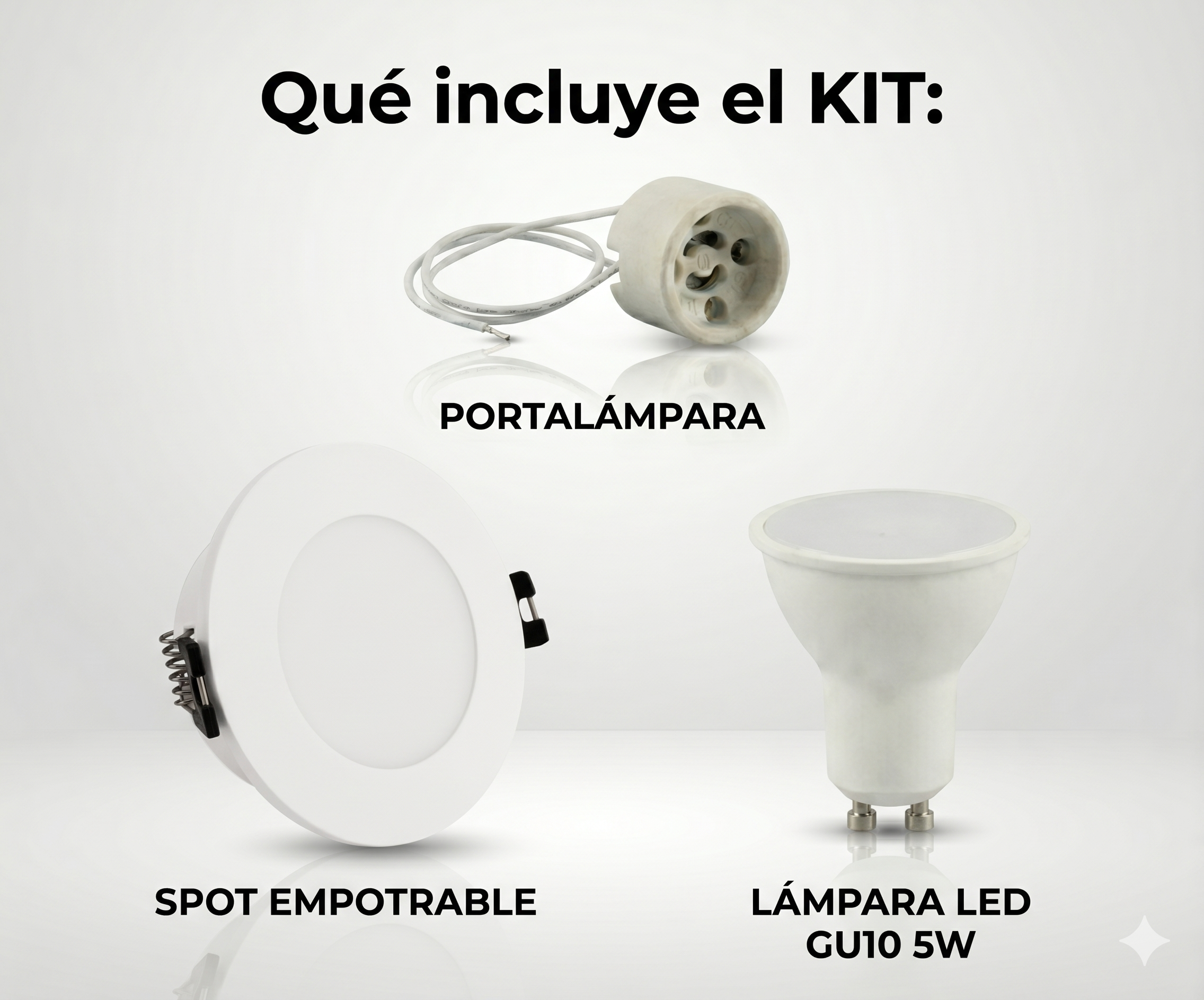 Kit Spot LED de Embutir Redondo Estanco IP54 GU10 + Portalámpara + Bombilla GU10 - Difusor opal - Corte Ø 75-80 mm