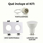 Kit Cardan Empotrable Basculante Doble + Portalámparas + Bombilla GU10