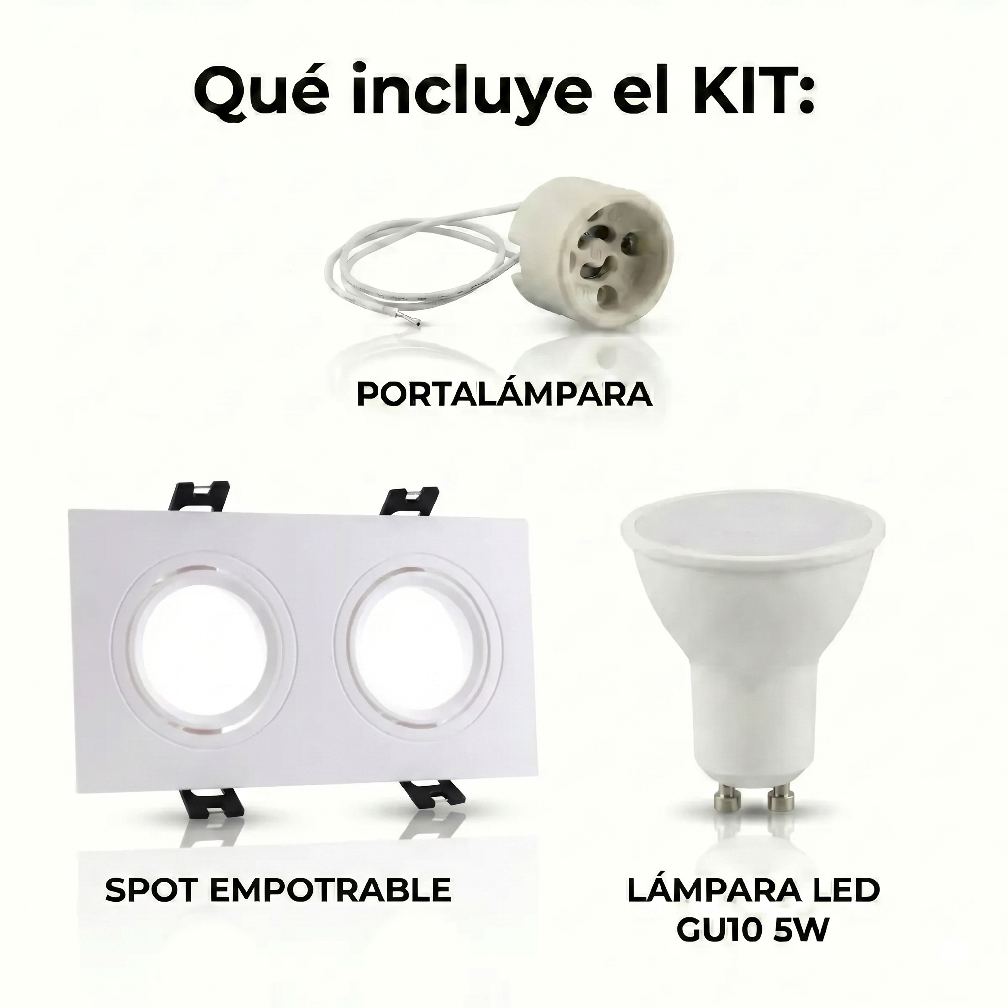 Kit Cardan Empotrable Basculante Doble + Portalámparas + Bombilla GU10