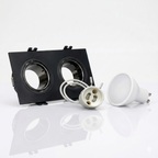 Kit downlight cuadrado basculante doble Bajo UGR + Portalámpara + Bombilla GU10