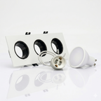 Kit downlight cuadrado basculante triple Bajo UGR + Portalámpara + Bombilla GU10