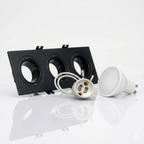 Kit downlight cuadrado basculante triple Bajo UGR + Portalámpara + Bombilla GU10