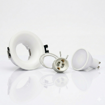 Kit aro downlight circular para bombilla GU10 + Portalámparas + Bombilla GU10