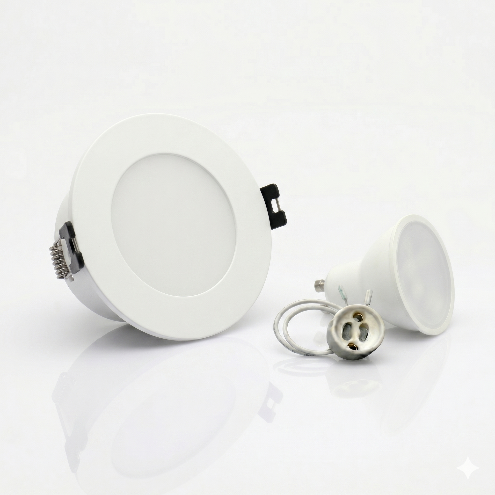 Kit Spot LED de Embutir Redondo Estanco IP54 GU10 + Portalámpara + Bombilla GU10 - Difusor opal - Corte Ø 75-80 mm