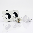 Kit downlight cuadrado basculante doble Bajo UGR + Portalámpara + Bombilla GU10