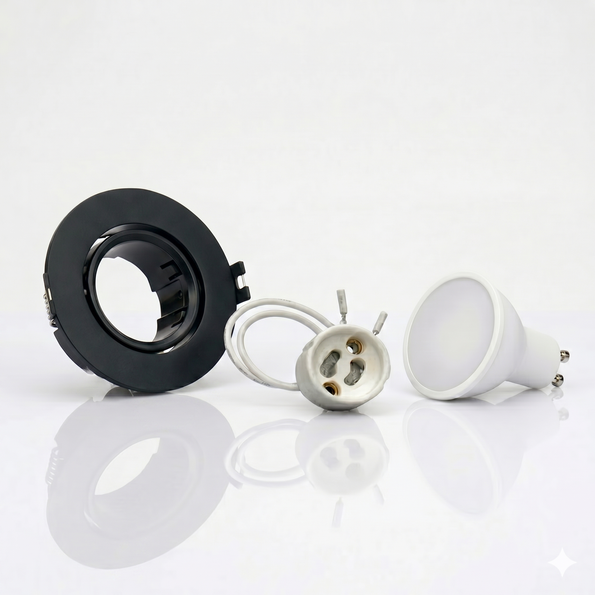 Kit spot circular basculante GU10 Corte Ø75 mm + Portalámparas + Bombilla GU10