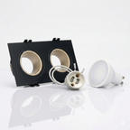 Kit downlight cuadrado basculante doble Bajo UGR + Portalámpara + Bombilla GU10