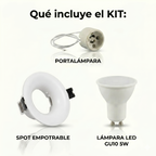 Kit aro downlight circular para bombilla GU10 + Portalámparas + Bombilla GU10