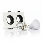 Kit downlight cuadrado basculante doble Bajo UGR + Portalámpara + Bombilla GU10