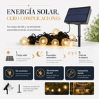 Guirnalda LED con panel solar de 8 metros con 10 bombillas integradas - Barcelona LED Argentina