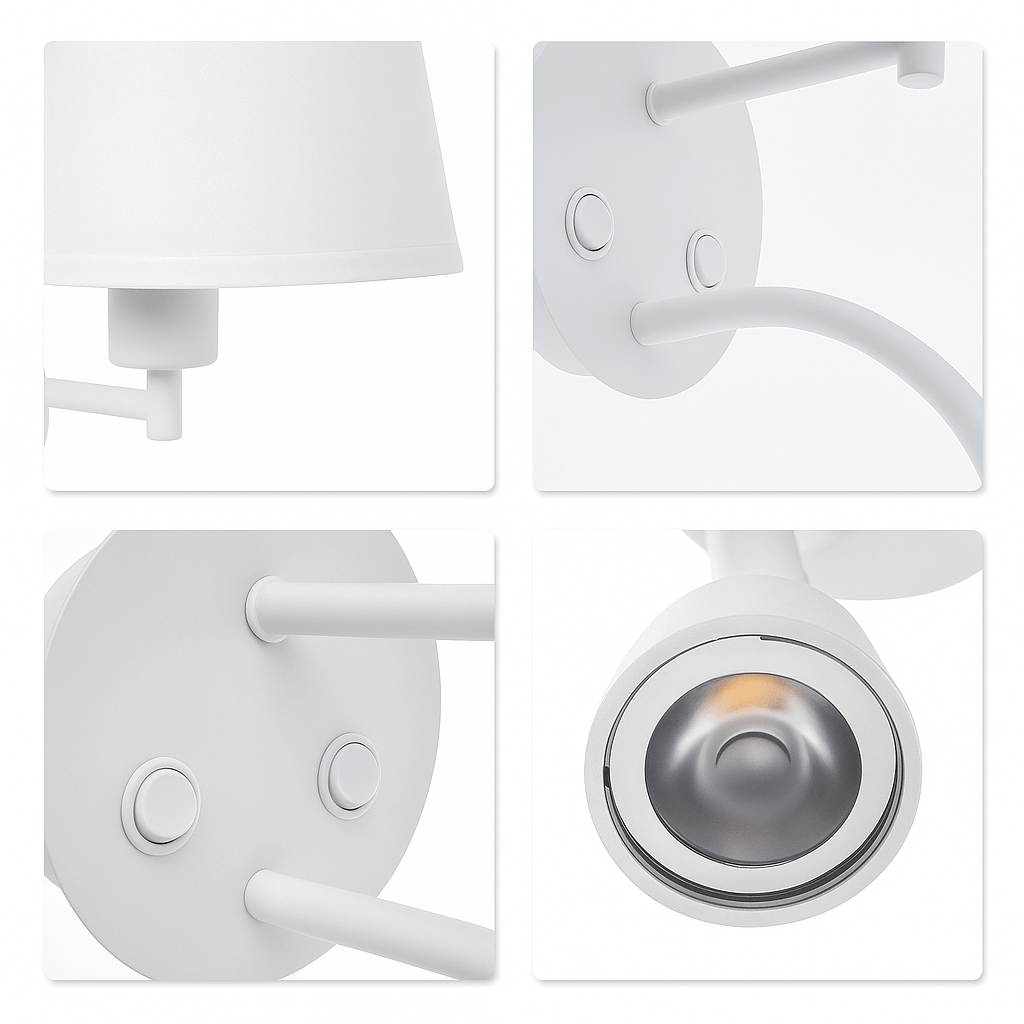 Aplique de pared "PAIR" E27 con foco LED de lectura 3W