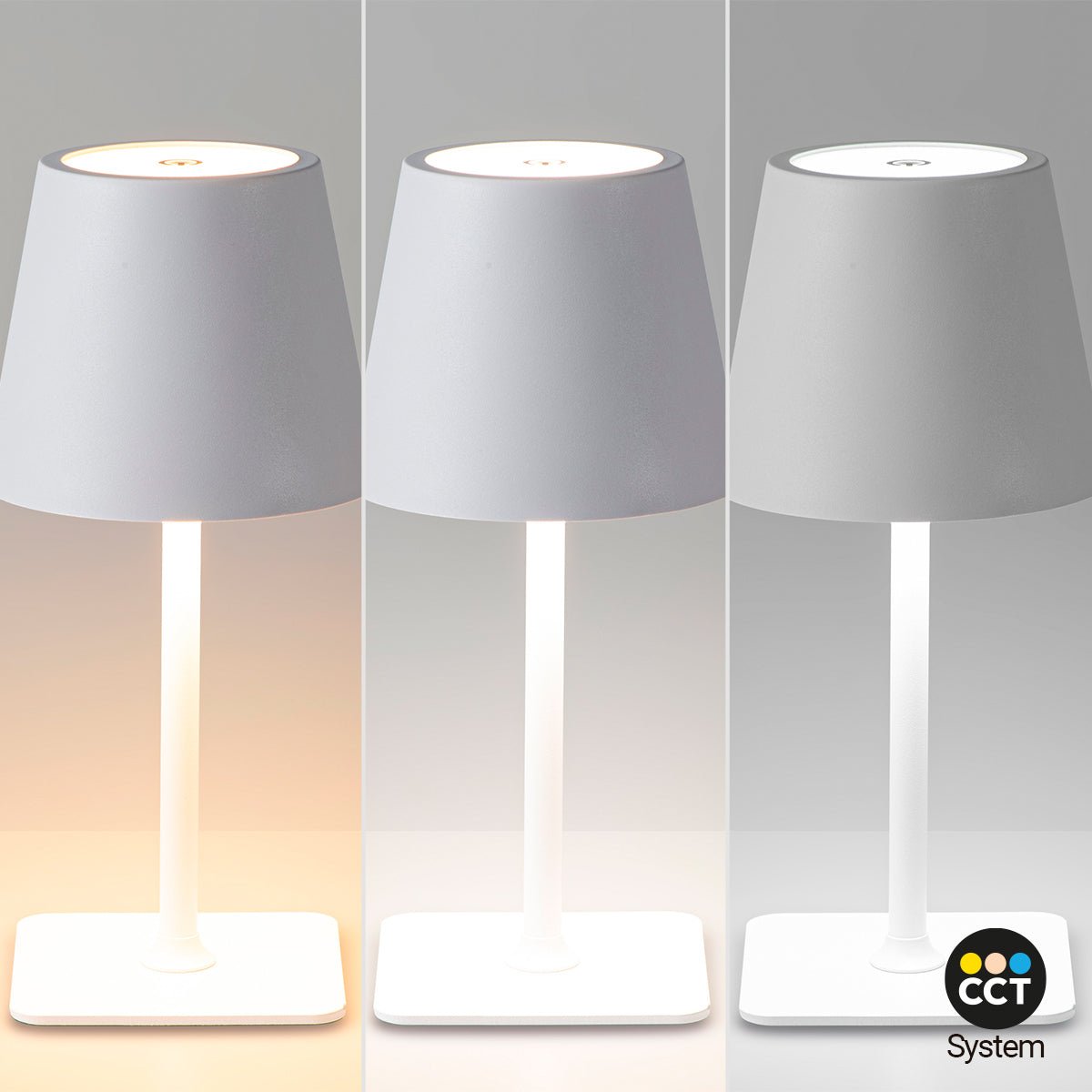 Lámpara de mesa LED CCT inalámbrica - Táctil - Ø100 mm