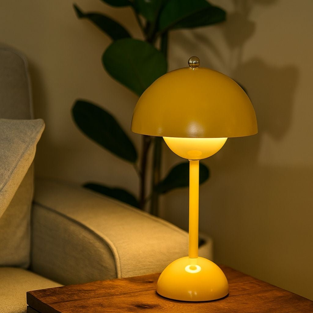 Lámpara de mesa LED CCT portátil "BLUME" - Táctil - Ø160 mm
