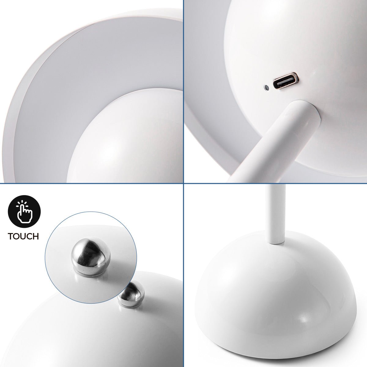 Lámpara de mesa LED CCT portátil "BLUME" - Táctil - Ø160 mm
