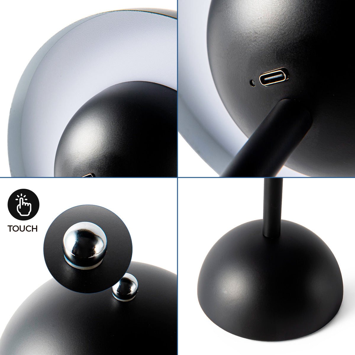 Lámpara de mesa LED CCT portátil "BLUME" - Táctil - Ø160 mm