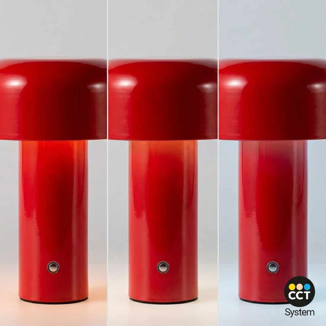 Lámpara de mesa LED CCT portátil "RIVET" - Táctil - Ø125 mm