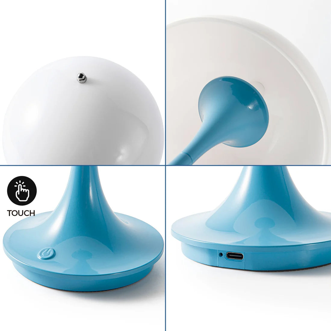 Lámpara de mesa LED CCT portátil "AURA" - Táctil - Semiesférica