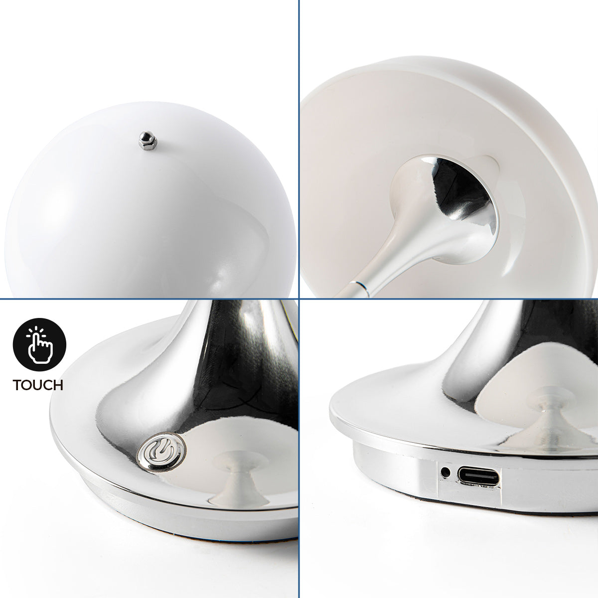 Lámpara de mesa LED CCT portátil "AURA" - Táctil - Semiesférica