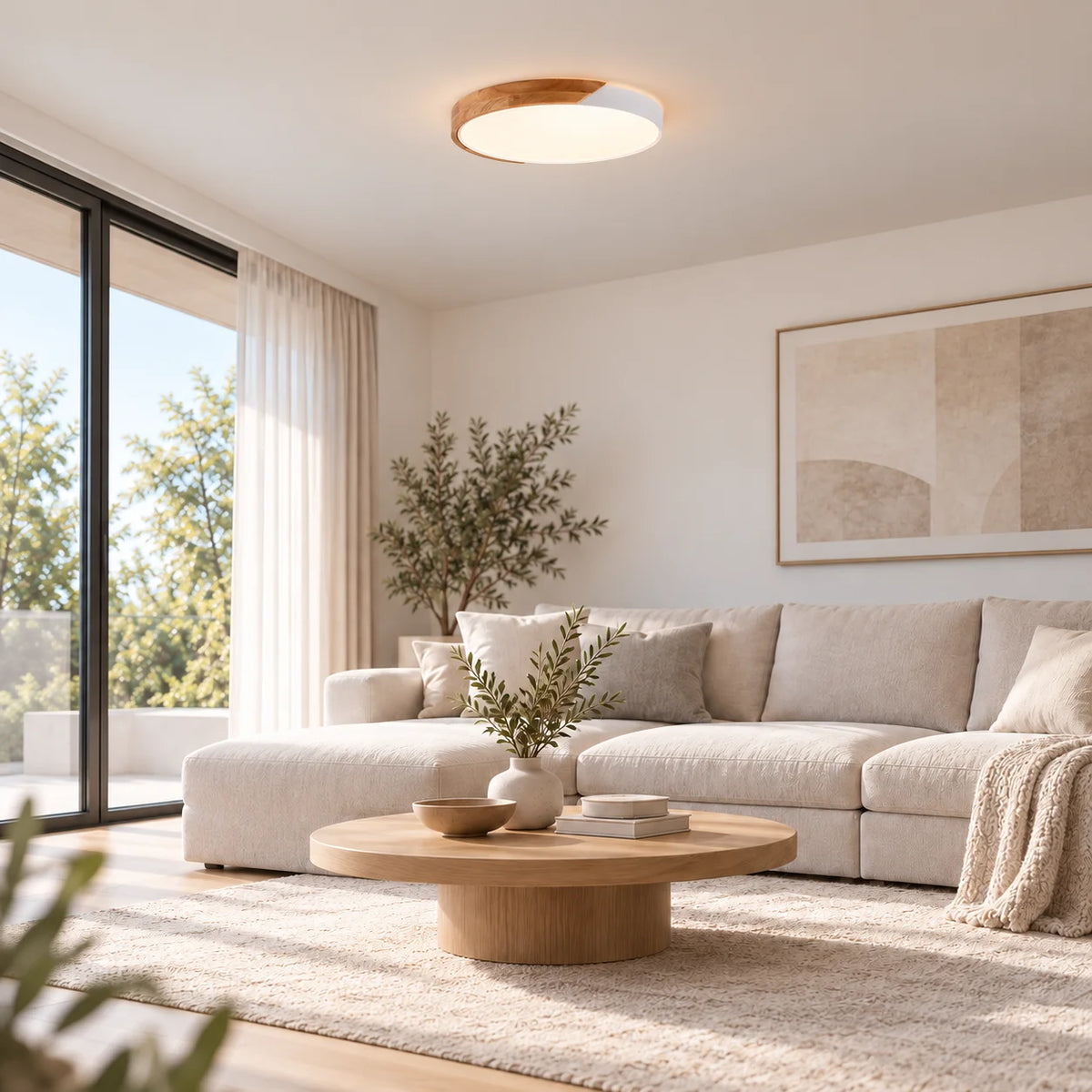 Plafón LED techo CCT 36W - Madera y Policarbonato- ø50cm - IP22