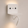 Aplique de pared LED para lectura "SLANGE" 3W + 6W orientable y base de carga USB