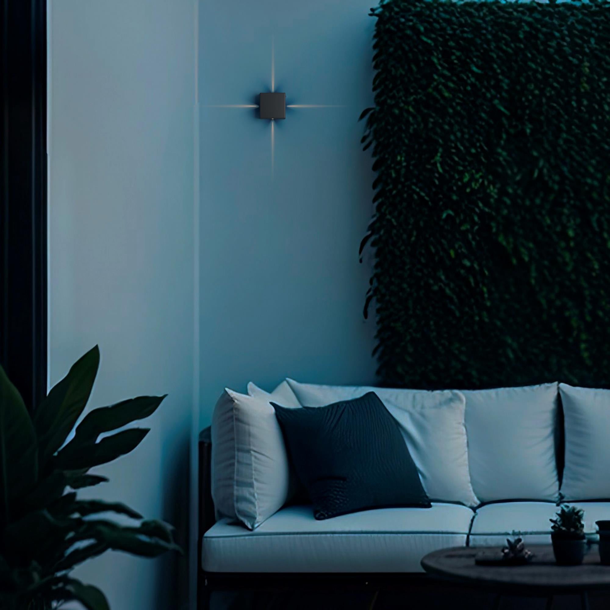 Aplique de pared exterior LED cuadrado "Karen 4" - 6W - IP54 - Emisión de luz cuatro caras