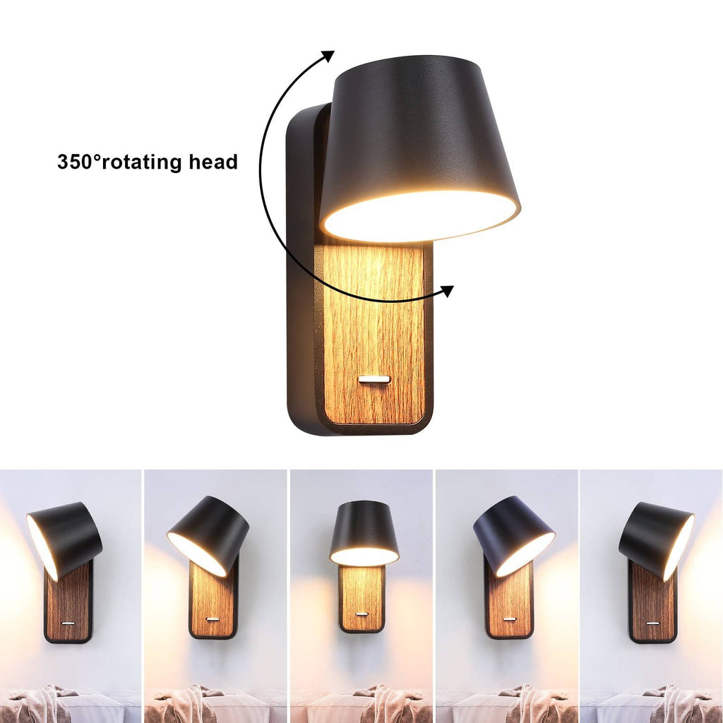 Aplique LED para Dormitorio de Madera rotatorio "KOPPEN" 6W 2700K