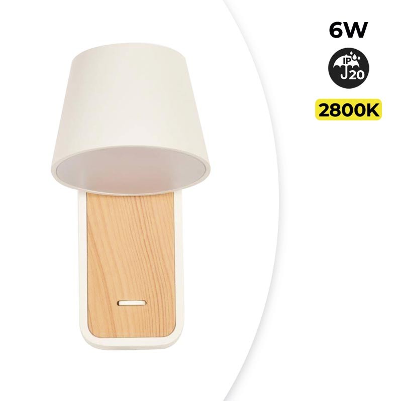 Aplique LED para Dormitorio de Madera rotatorio "KOPPEN" 6W 2700K