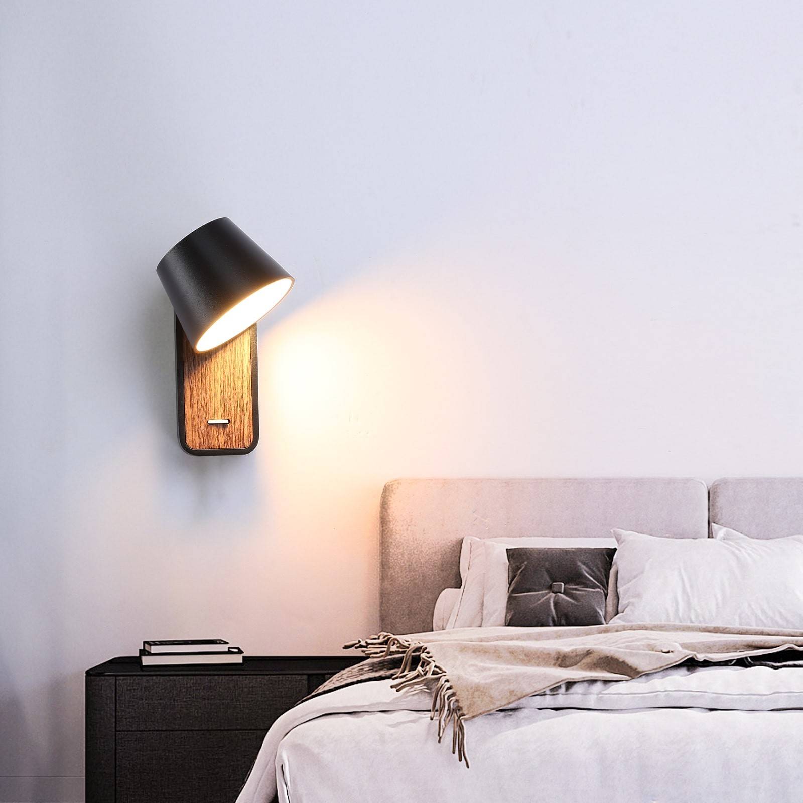 Aplique LED para Dormitorio de Madera rotatorio "KOPPEN" 6W 2700K