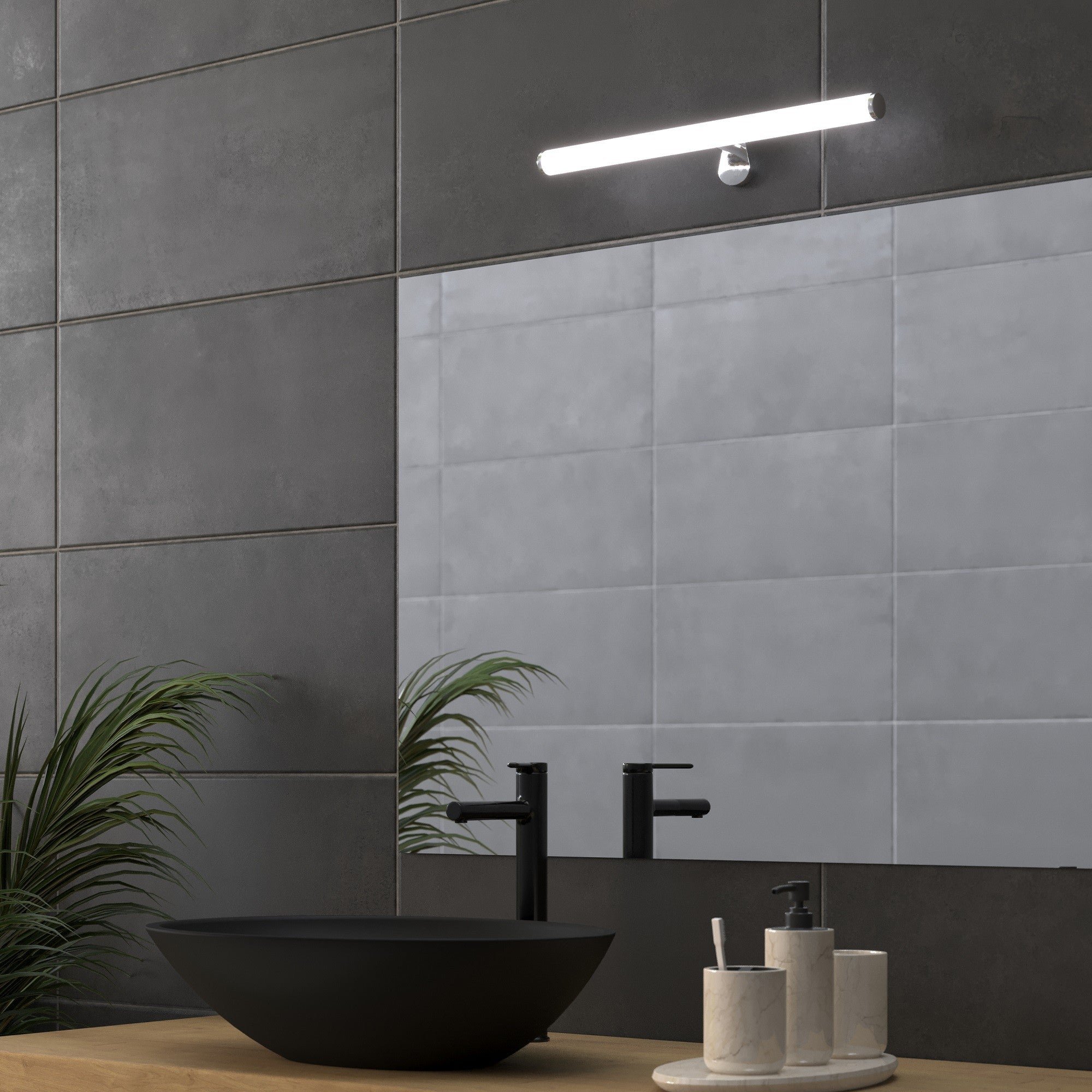 Aplique espejo baño LED tubular - 30cm - 5W | 3 formas de fijación