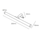 Aplique espejo baño LED tubular - 30cm - 5W | 3 formas de fijación