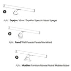 Aplique espejo baño LED tubular - 30cm - 5W | 3 formas de fijación
