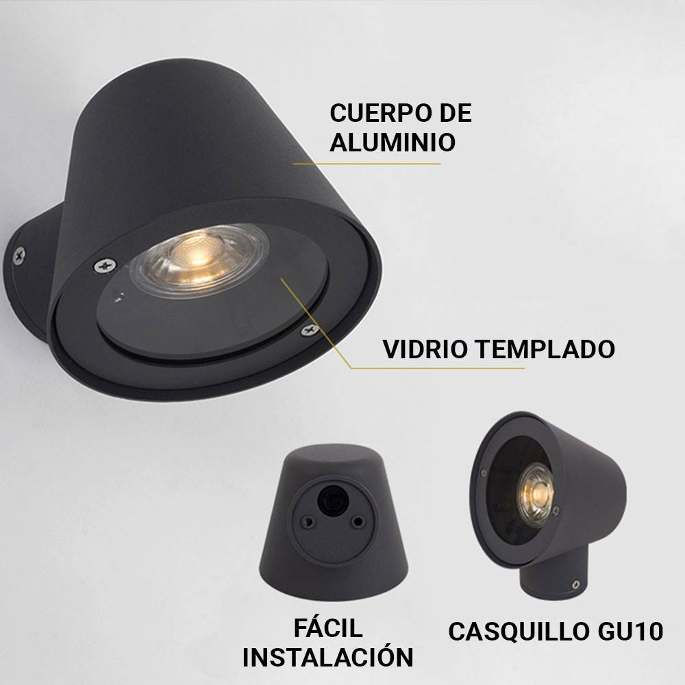 Aplique de pared exterior LED "ALBA" - Bombilla GU10 5W incluida