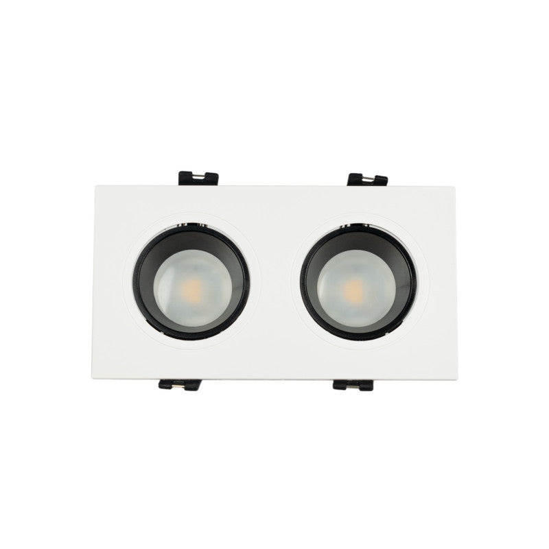 Aro downlight cuadrado basculante doble GU10 / MR16 - Bajo UGR - Corte 75 x 150mm
