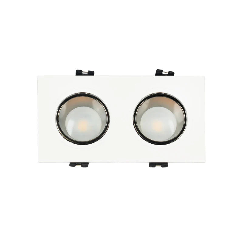 Kit downlight cuadrado basculante doble Bajo UGR + Portalámpara + Bombilla GU10