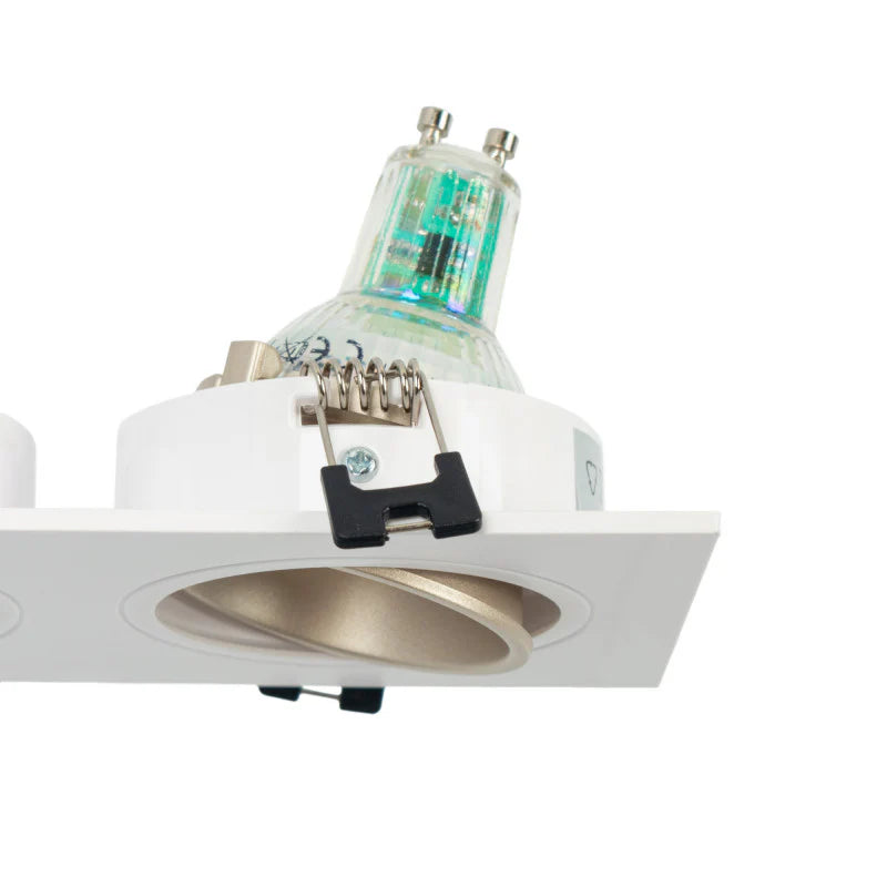 Kit downlight cuadrado basculante doble Bajo UGR + Portalámpara + Bombilla GU10
