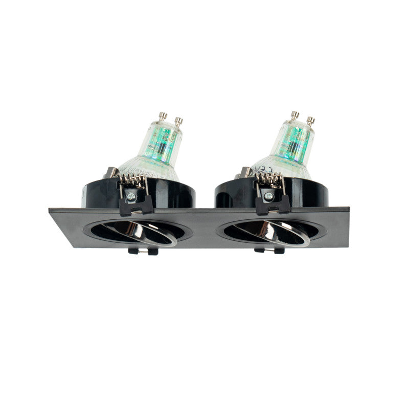 Aro downlight cuadrado basculante doble GU10 / MR16 - Bajo UGR - Corte 75 x 150mm