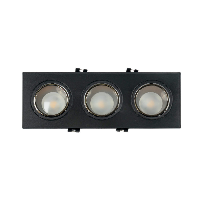 Aro downlight cuadrado basculante triple GU10 / MR16 - Bajo UGR - Corte 75 x 235mm