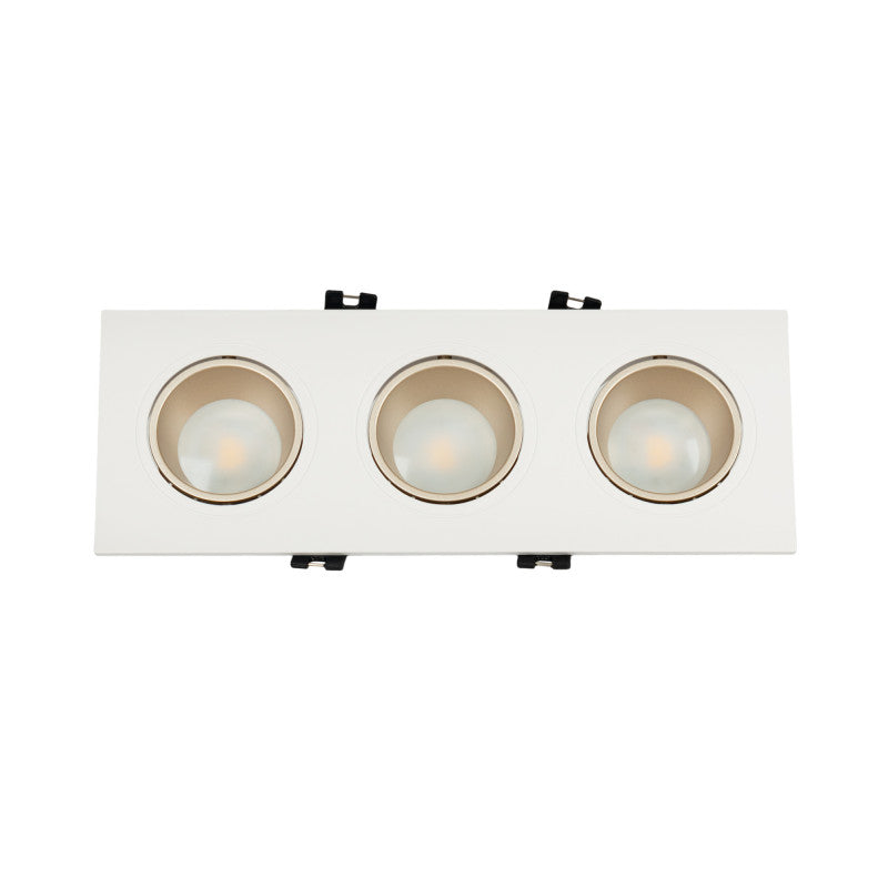 Aro downlight cuadrado basculante triple GU10 / MR16 - Bajo UGR - Corte 75 x 235mm