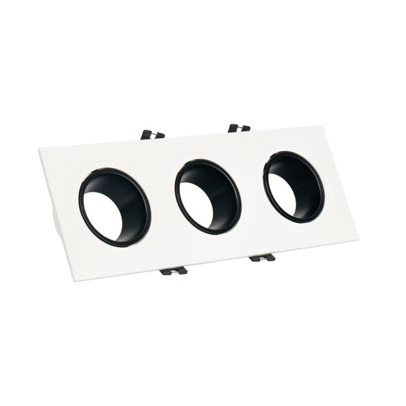 Aro downlight cuadrado basculante triple GU10 / MR16 - Bajo UGR - Corte 75 x 235mm