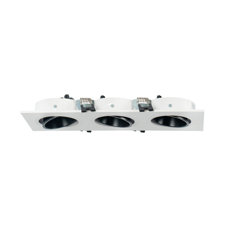 Aro downlight cuadrado basculante triple GU10 / MR16 - Bajo UGR - Corte 75 x 235mm