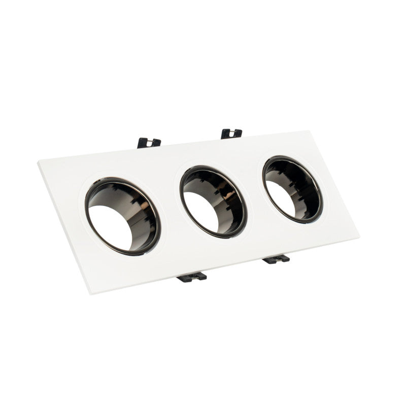 Aro downlight cuadrado basculante triple GU10 / MR16 - Bajo UGR - Corte 75 x 235mm