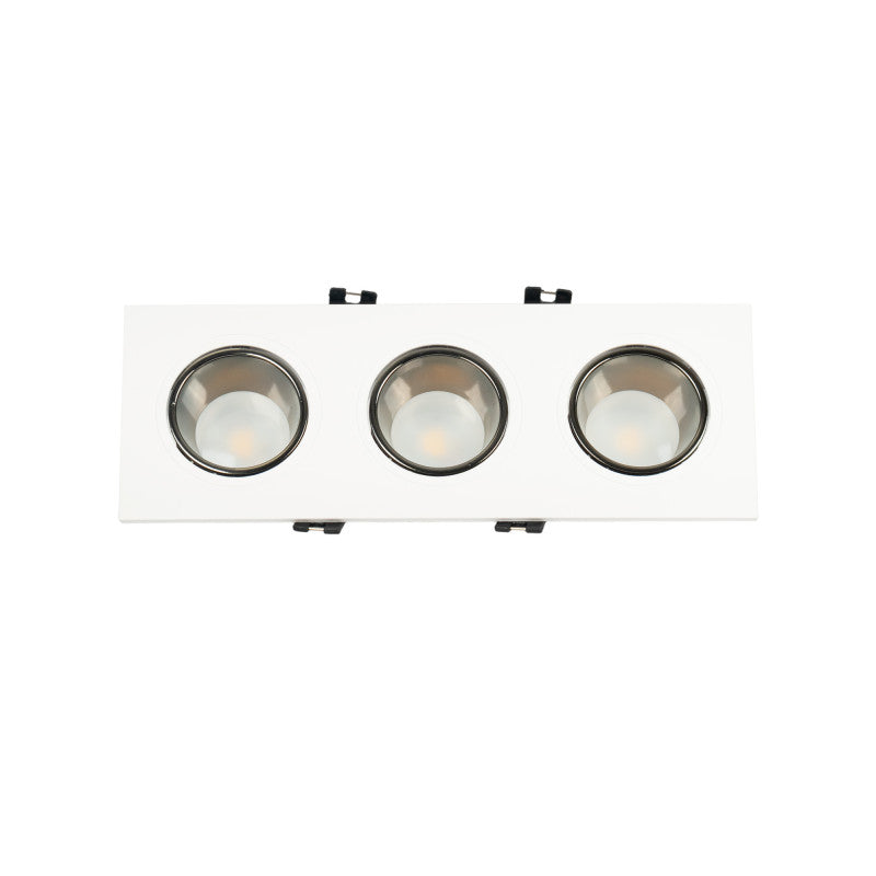 Aro downlight cuadrado basculante triple GU10 / MR16 - Bajo UGR - Corte 75 x 235mm