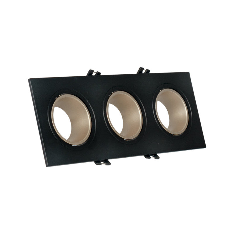 Aro downlight cuadrado basculante triple GU10 / MR16 - Bajo UGR - Corte 75 x 235mm