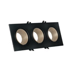 Aro downlight cuadrado basculante triple GU10 / MR16 - Bajo UGR - Corte 75 x 235mm