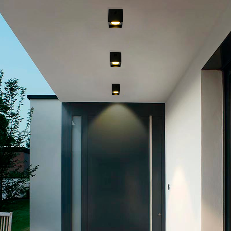 Aplique de techo cuadrado de policarbonato - Orientable - GU10