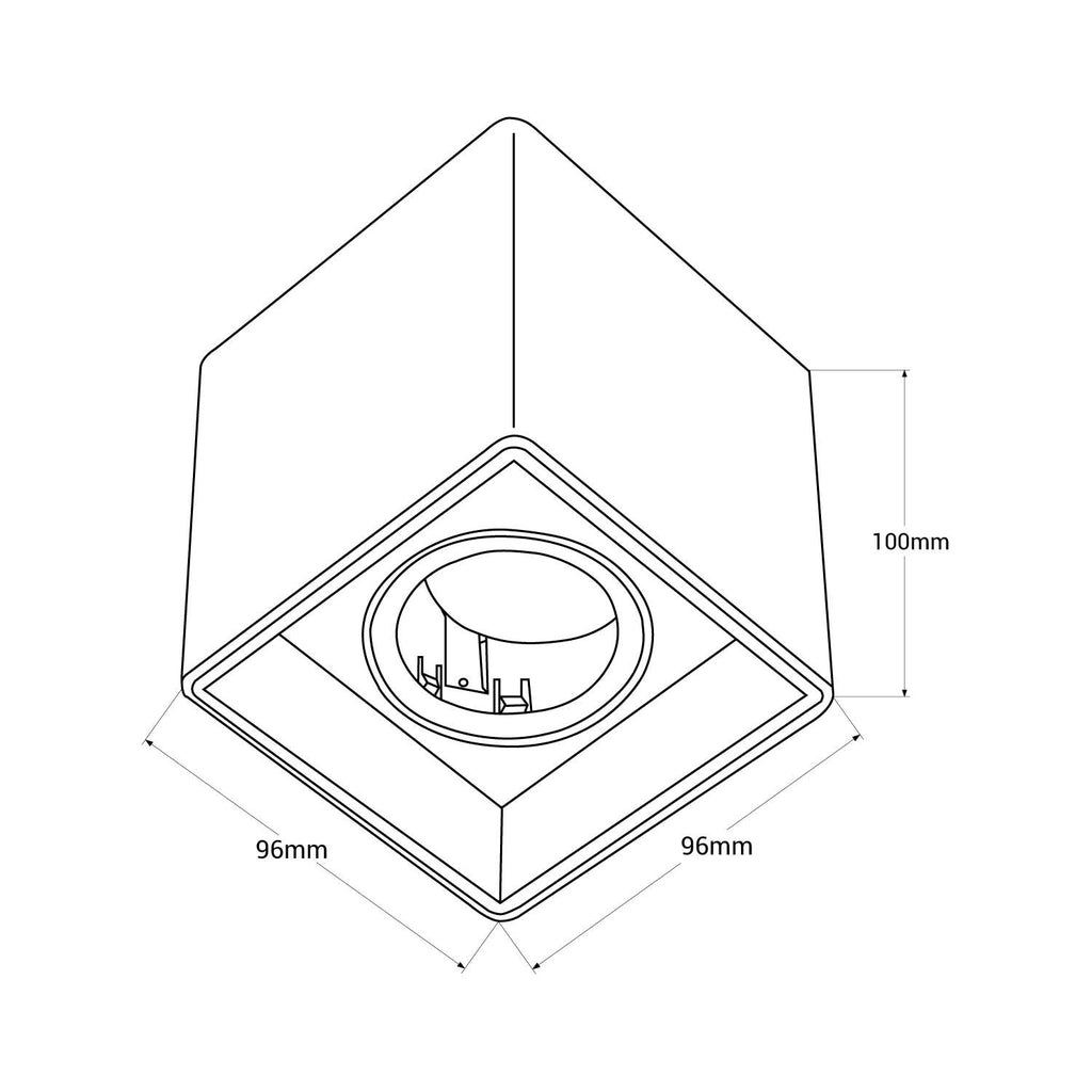 Aplique de techo cuadrado de policarbonato - Orientable - GU10