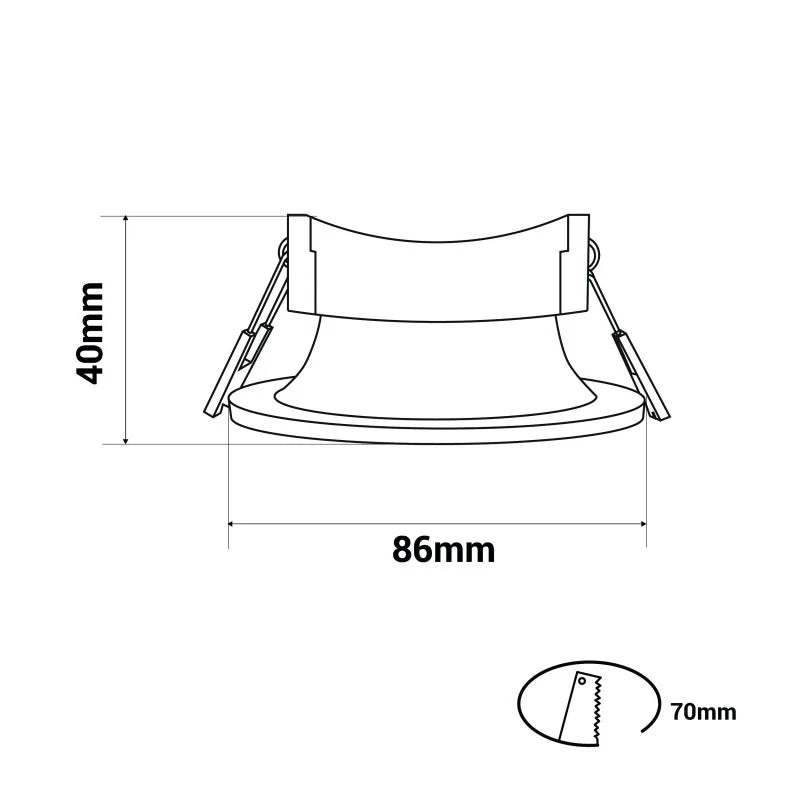 Kit aro downlight circular para bombilla GU10 + Portalámparas + Bombilla GU10