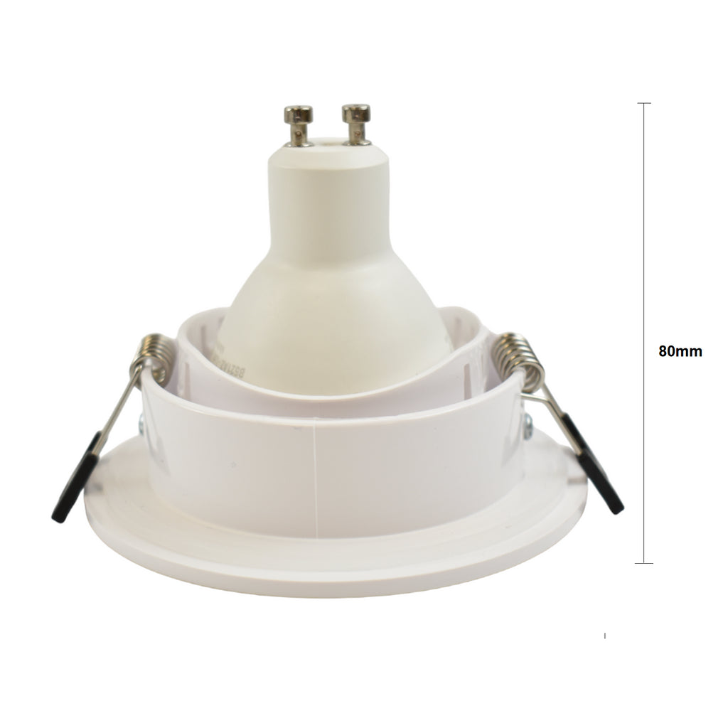 Aro downlight estanco circular para bombilla GU10 / MR16 - Difusor opal - Corte Ø 75-80 mm - IP54