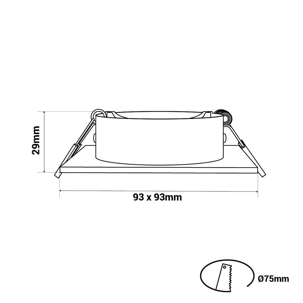 Spot cuadrado basculante de embutir para lámpara GU10/MR16 - Corte Ø75mm