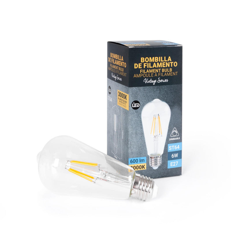 Bombilla LED Vintage Filamento - E27 ST64 - 6W - Regulable